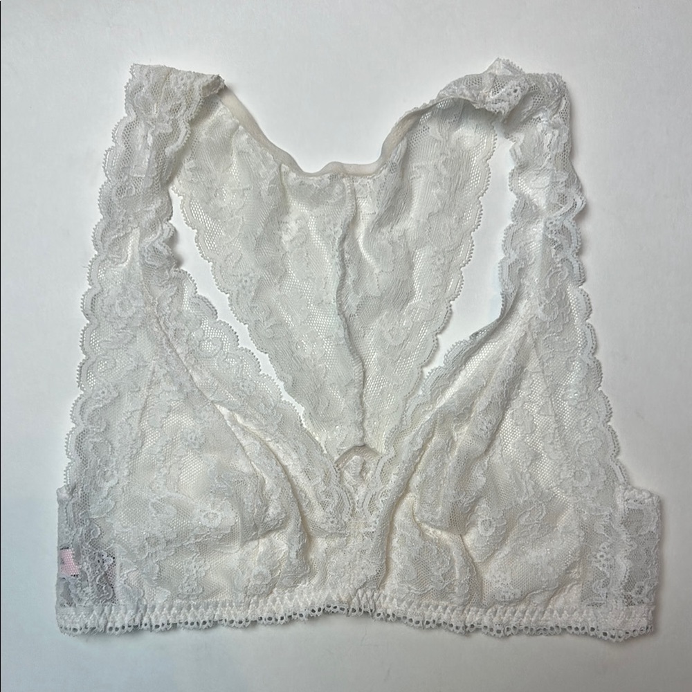 Victoria’s Secret White Lace Bralette Racerback Wireless Bra Small